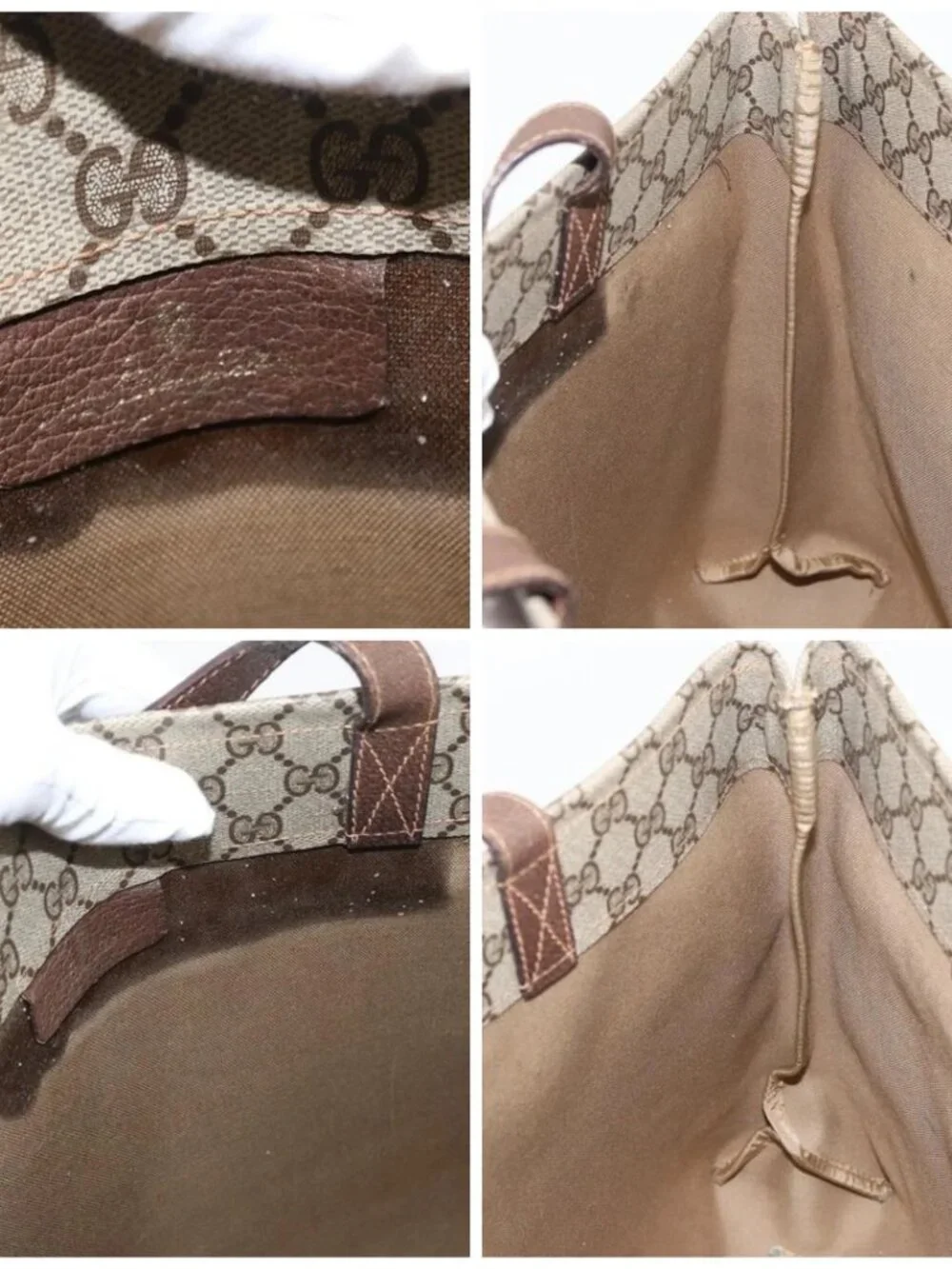 GUCCI GG Supreme Tote Bag PVC Beige 41 02 109 Auth bs35186